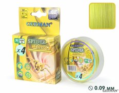 Плетенка German \"SPIDER YELLOW\" 100 м / 0.09 мм