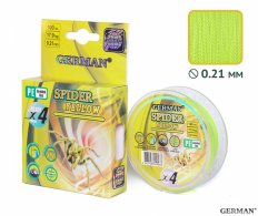 Плетенка German \"SPIDER YELLOW\" 100 м / 0.21 мм
